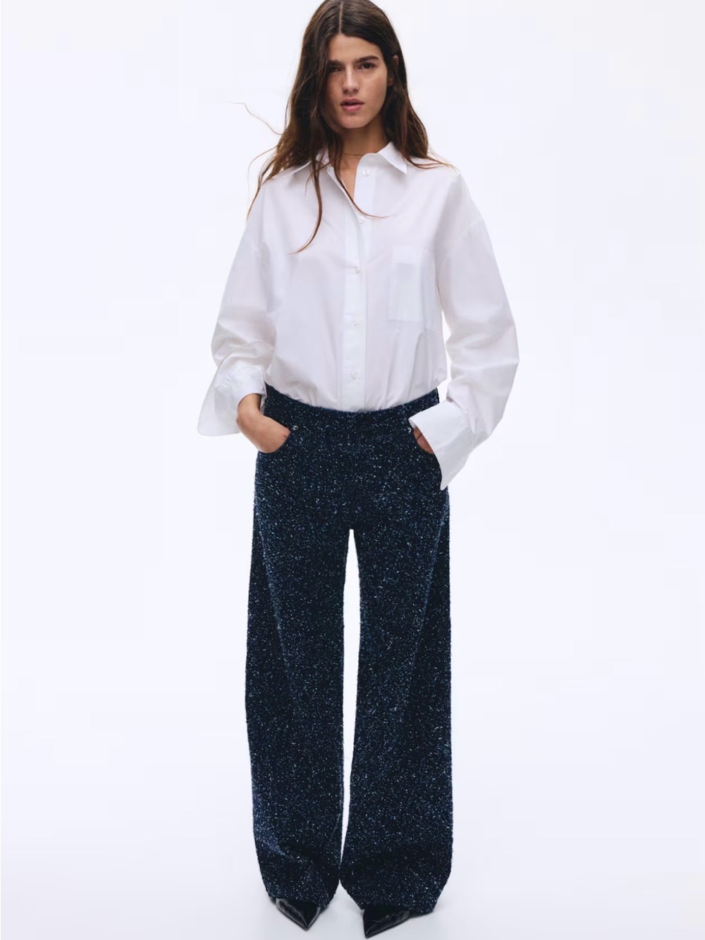 H&M Edition Boucle Denim Wide-Leg jeans